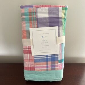 Pottery Barn Kids Baby Organic Plaid Patchwork Madras Crib Skirt Pink 16" Drop